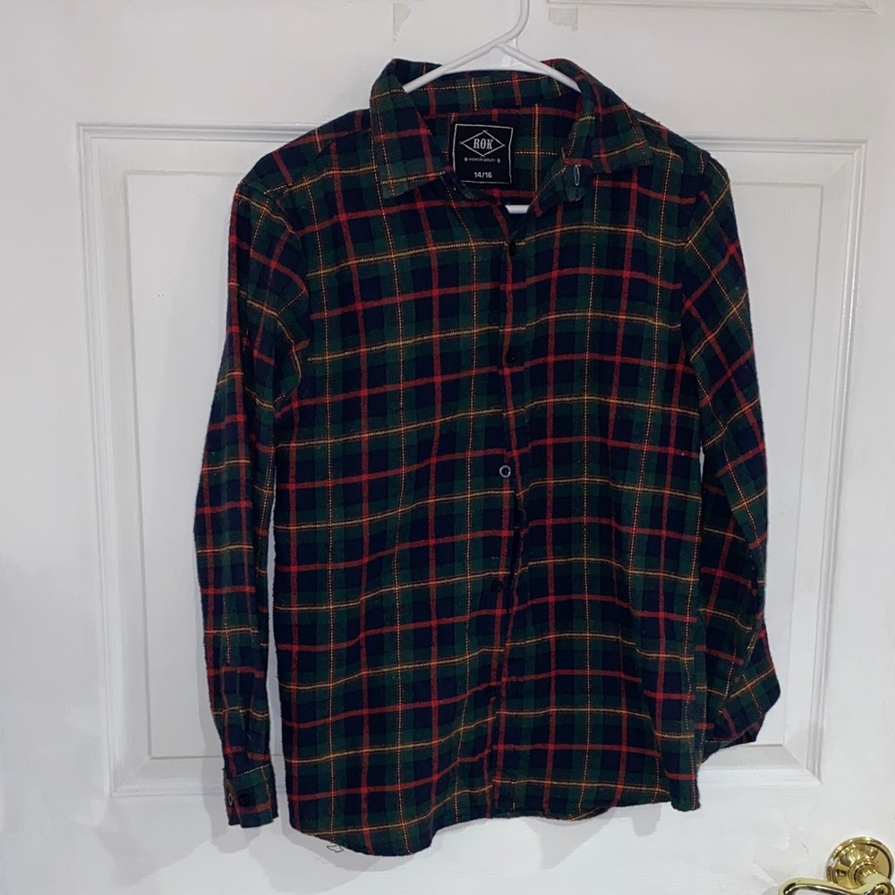 Kids Plaid Button-Down Shirt - Red and Green
